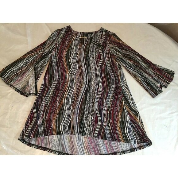 New Directions Boho Tunic Womens S Multicolor Bell Sleeve Festival Artistic Y2K - Picture 6 of 12